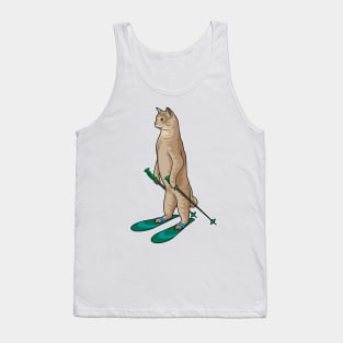 Cat as Skier with Ski & Ski poles Tank Top